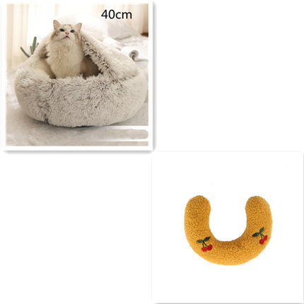 2 In 1 Dog And Cat Bed Pet Winter Bed Round Plush Warm Bed House Soft Long Plush Pets Bed Pet Products - Royalessencelux