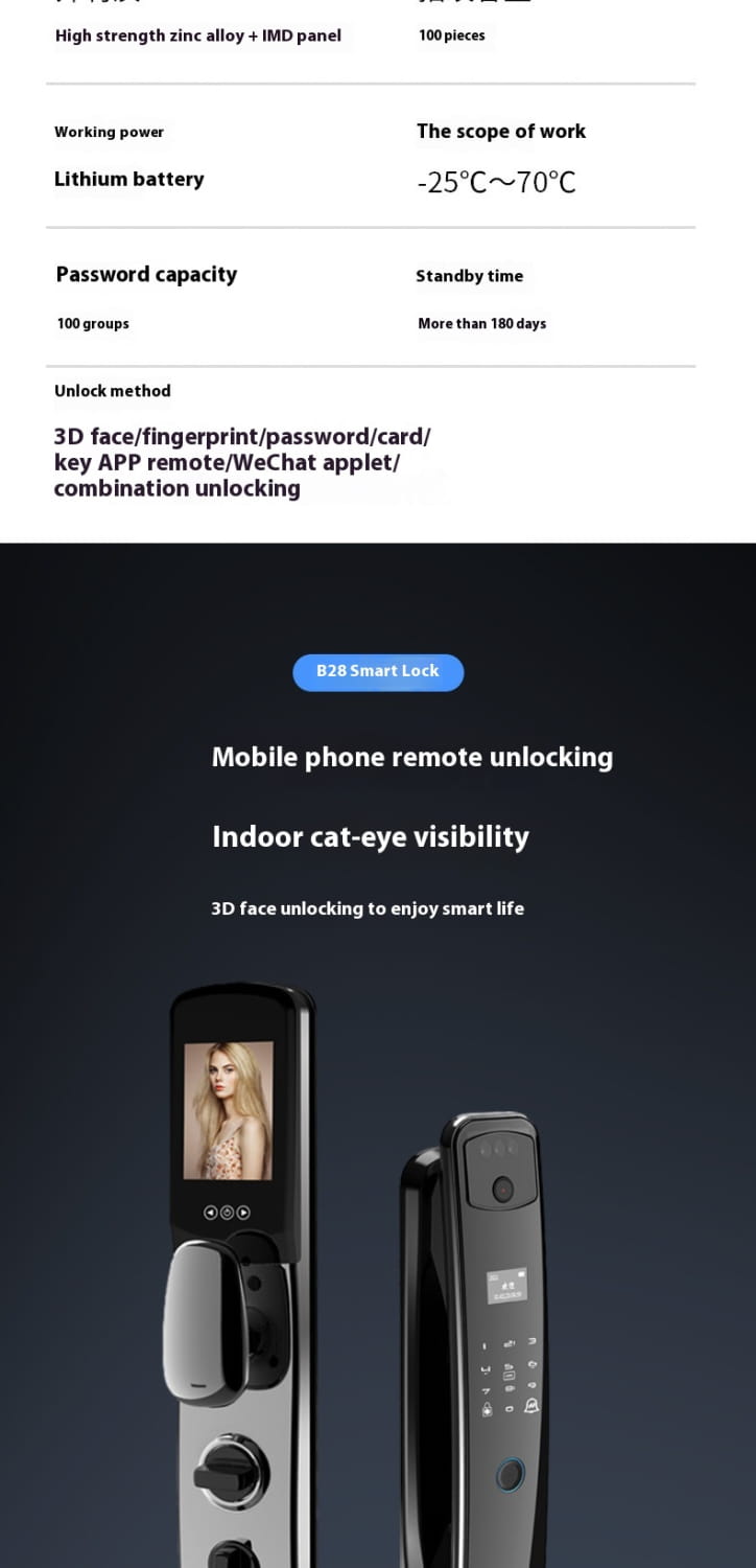 black b28 home fully automatic fingerprint 3d facial smart lock with touchscreen display and fingerprint sensor for secure access control