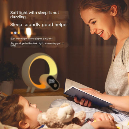 Creative Q Light Analog Sunrise Digital Display Alarm Clock Bluetooth Audio Intelligent Wake-up Q Colorful Atmosphere Light - Royalessencelux
