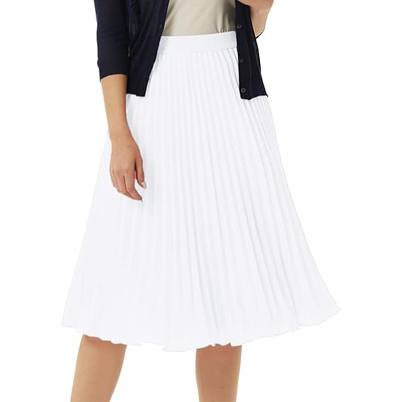 Light blue pleated large swing casual skirt with a high waist and soft flowing fabric