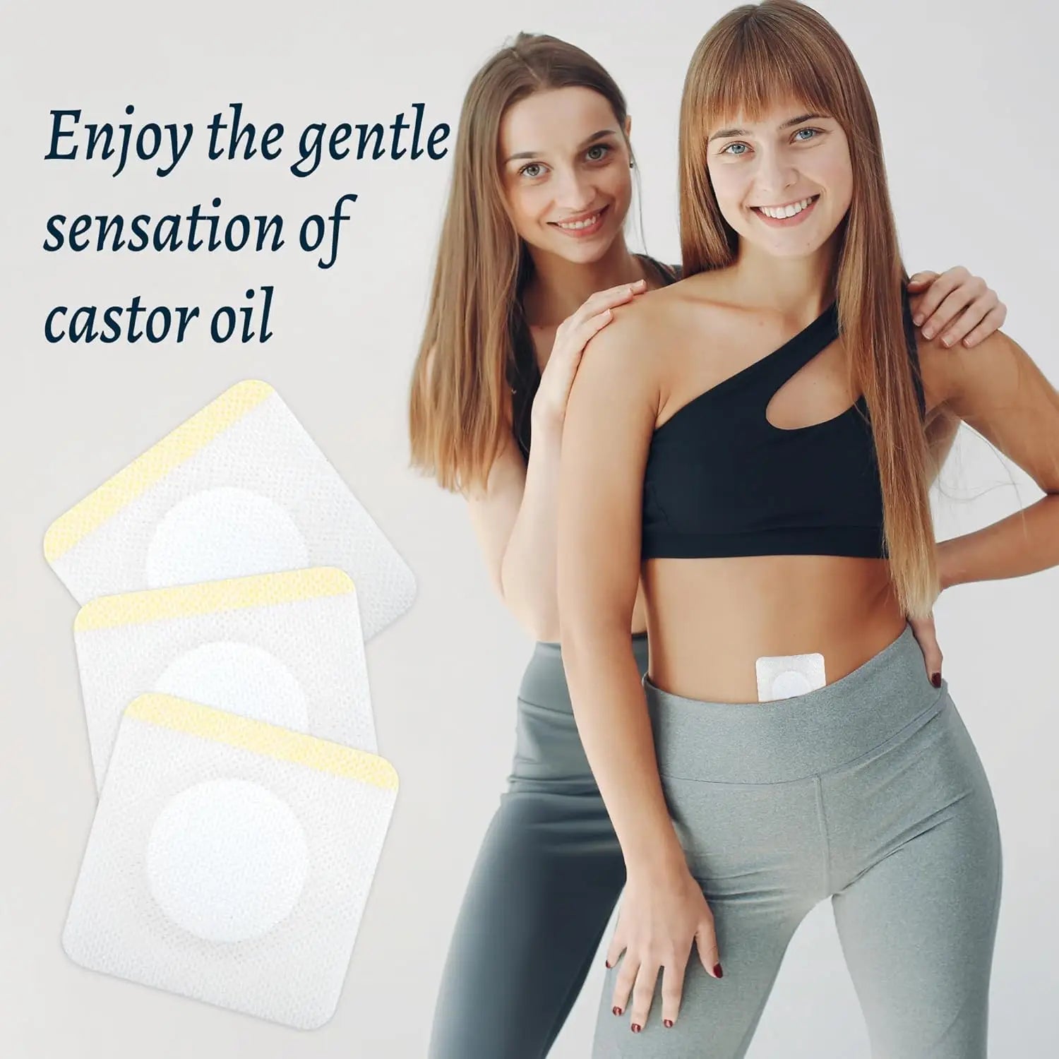 white and yellow castor oil magnetic slimming navel belly button patch featuring a circular center for targeted button patch slimming use