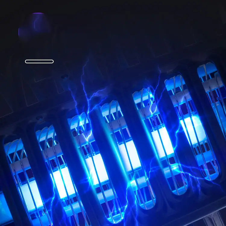 blue electric aromatherapy mosquito lamp insect killer with glowing uv lights and visible lightning bolts for effective mosquito control