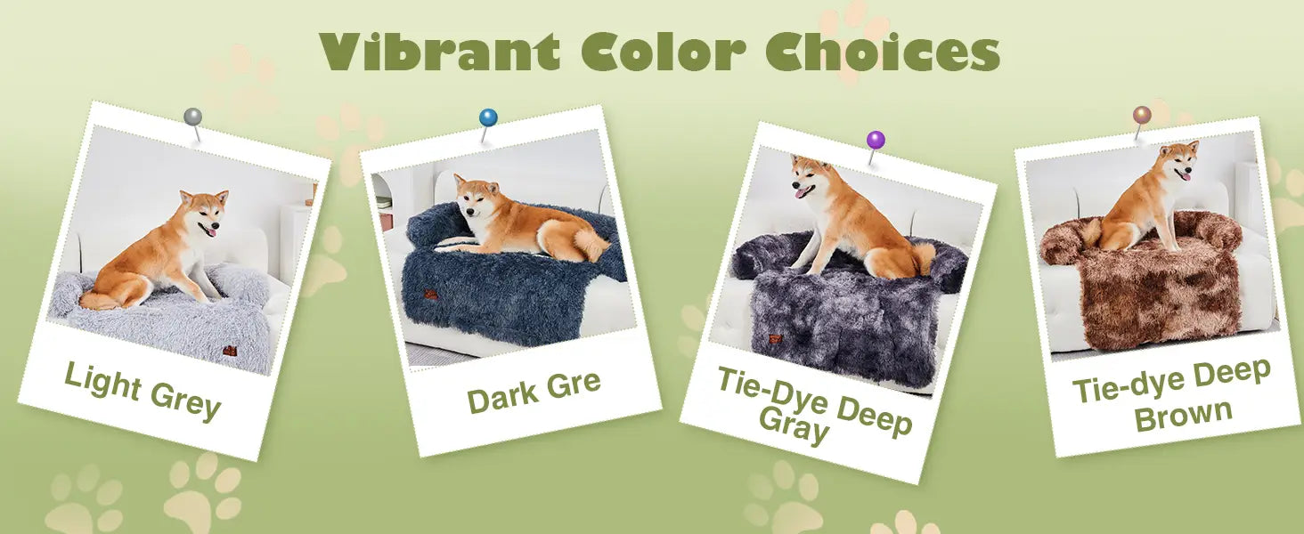 a cozy fluffy plush dog couch bed mat featuring a soft textured surface available in vibrant colors including light grey dark grey tie dye deep gray and tie dye deep brown