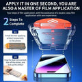 Clear protective film with vibrant orange transparent applicator for dust-free installation on iphone’s screen 2pc 8k oleophobic