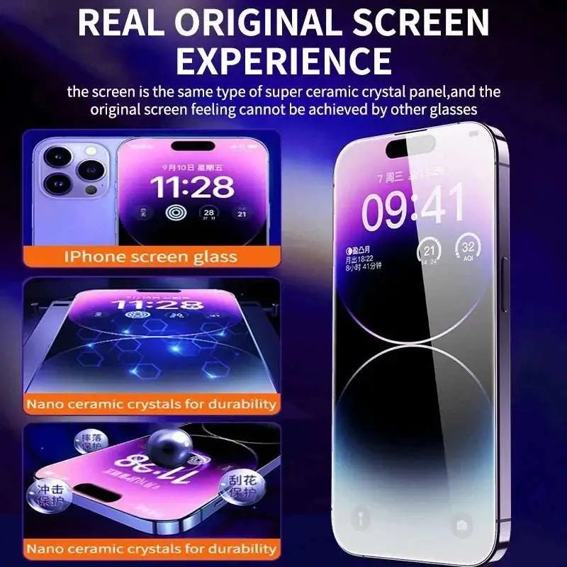 Iphone screen glass with sleek transparent design and super ceramic crystal panel for 2pc 8k oleophobic protectors