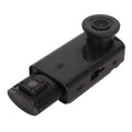 Black 3 channel dash cam with dual cameras textured grip usb-c port and rear cabin view for synchronized video recording