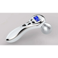 Silver and white 3-head digital firming beauty massager with faceted crystal ball for effective firming beauty care