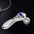 Silver-toned 3-head digital firming beauty massager with faceted crystal ball and digital display handle for effective firming beauty