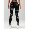Black and gray tie dye high waist seamless leggings with butt lift design and snug form fitting material