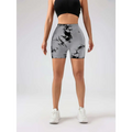 Gray and black pack tie dye high waisted workout shorts with butt lift design in a 3 pack set