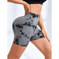 Gray and black pack tie dye high waisted workout shorts with snug butt lift fit for activewear use
