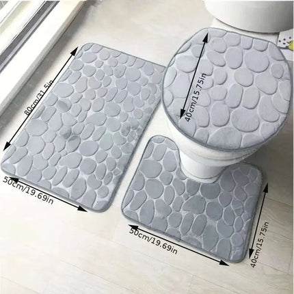 3 - Piece Non - Slip Bathroom Rug Set - Royalessencelux