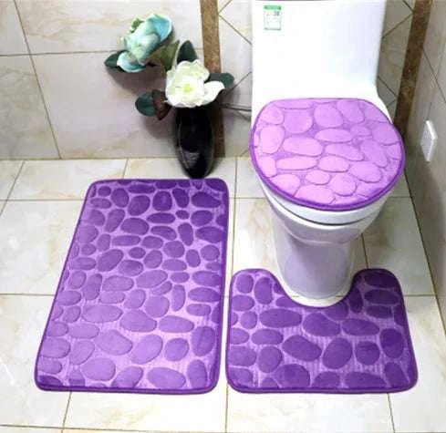3 - Piece Non - Slip Bathroom Rug Set - Royalessencelux