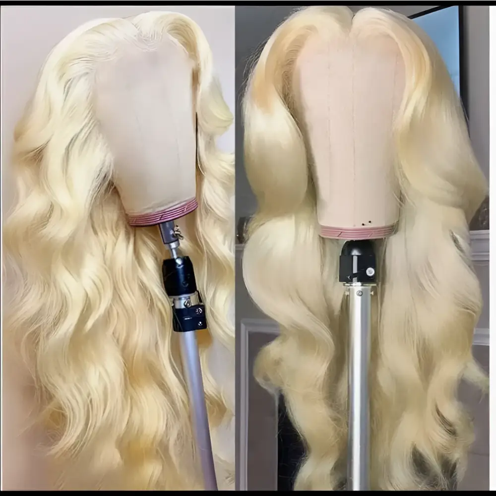 Blonde body wave 30 inch hd 13x4 human hair wig with voluminous curls and natural-looking lace front part