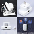 White plastic 300m wifi repeater wireless network extender with power plug and ethernet port for improved wireless network coverage