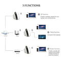 White wireless network extender with black accents and sleek design for 300m wifi repeater wireless network coverage