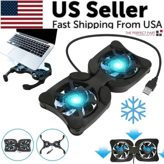 Foldable Slim Dual Fan USB Laptop Cooling Stand for Notebooks