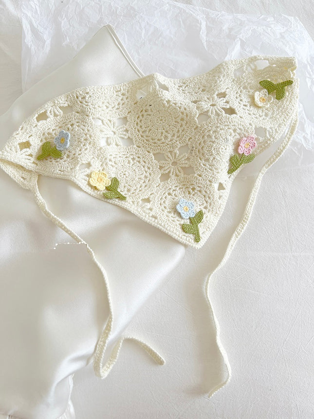 French Style Triangular Binder Retro Headcloth Knitted Headdress Photo - Royalessencelux