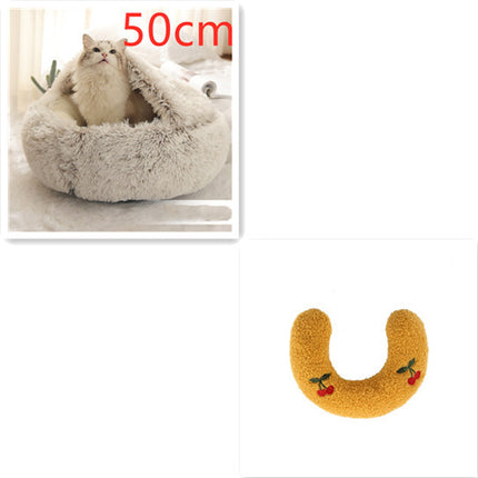 2 In 1 Dog And Cat Bed Pet Winter Bed Round Plush Warm Bed House Soft Long Plush Pets Bed Pet Products - Royalessencelux