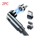 Black braided 360 magnetic usb c cable with interchangeable metal connectors for apple ios and android devices