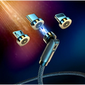 360 magnetic usb c cable for apple ios and android with black braided cord and metallic connectors
