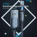 Essager 360 magnetic usb c cable with sleek metallic finish and black braided cord for apple ios and android devices