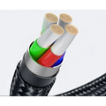 Black braided 360 magnetic usb c cable with metallic connector housing green red blue and white wires for apple ios and android