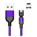Purple braided magnetic usb cable with detachable tip for apple ios and android devices
