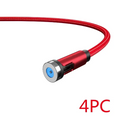 Red braided magnetic usb c cable with metallic connector and blue magnet compatible with apple ios and android devices