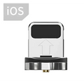 Silver magnetic usb c charging dock with black accent and upward arrow design for apple ios devices