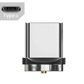 Silver metallic type-c magnetic usb adapter with black rubberized base for apple ios and magnetic usb cable use