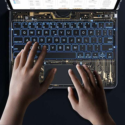 360 Swivel Keyboard Clear Case For IPad Smart Trackpad Bluetooth - compatible Keyboard Case Cover With Pen Slot - Royalessencelux