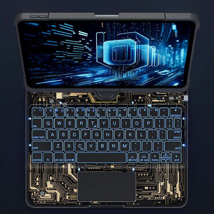 360 Swivel Keyboard Clear Case For IPad Smart Trackpad Bluetooth - compatible Keyboard Case Cover With Pen Slot - Royalessencelux