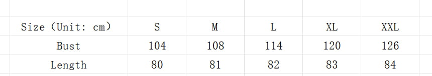 The image shows a size chart for the red loose long sleeve lapel button down shirt with bust and length measurements in centimeters for sizes s through xxl.