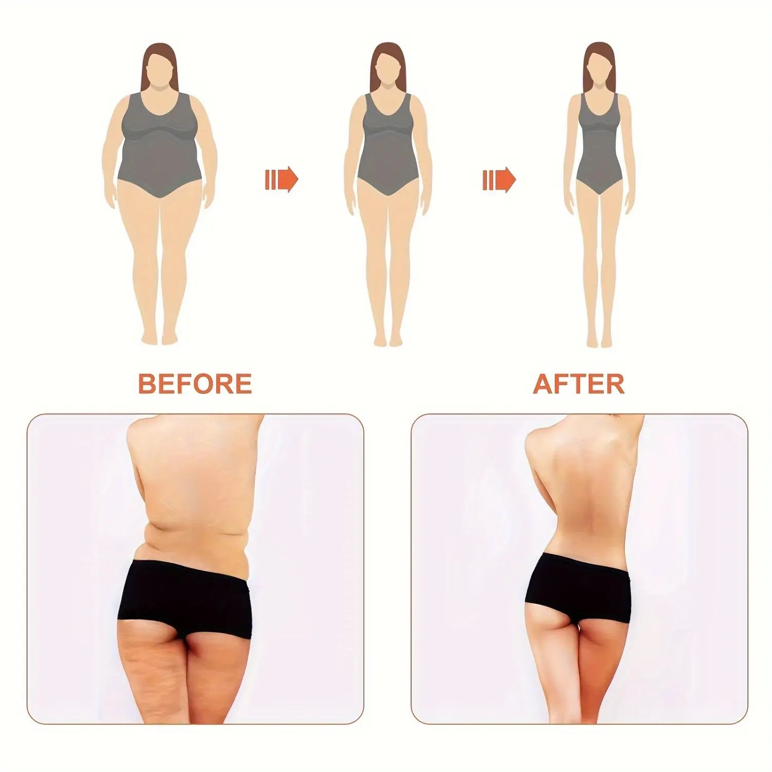 woman wearing a gray tank top showing before and after weight loss using a magnetic slimming navel belly button patch for belly button patch slimming benefits
