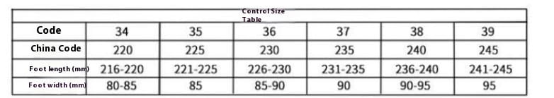 The table shows a size chart with codes and foot measurements in millimeters for beige mesh summer long sandal boots.