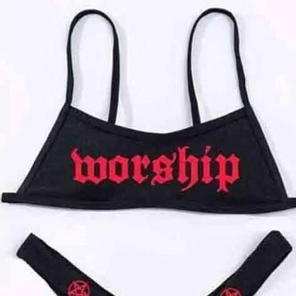 Dark Offset Printing Split Bikini Swimsuit For Women - Royalessencelux