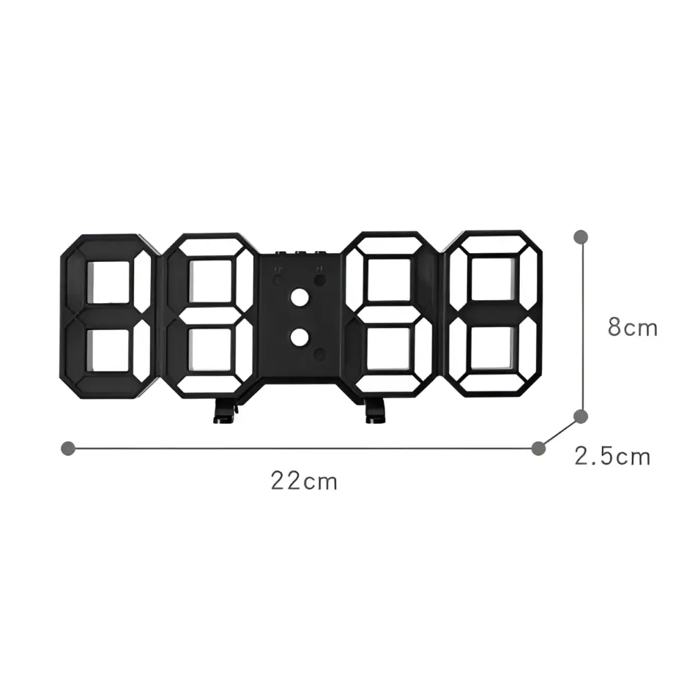 Black led digital wall clock with sleek modern design and illuminated white led numbers featuring remote control functionality