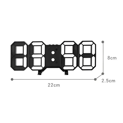 3d remote control black led digital wall clock with sleek modern design and bold 3d numerals on minimalist brackets