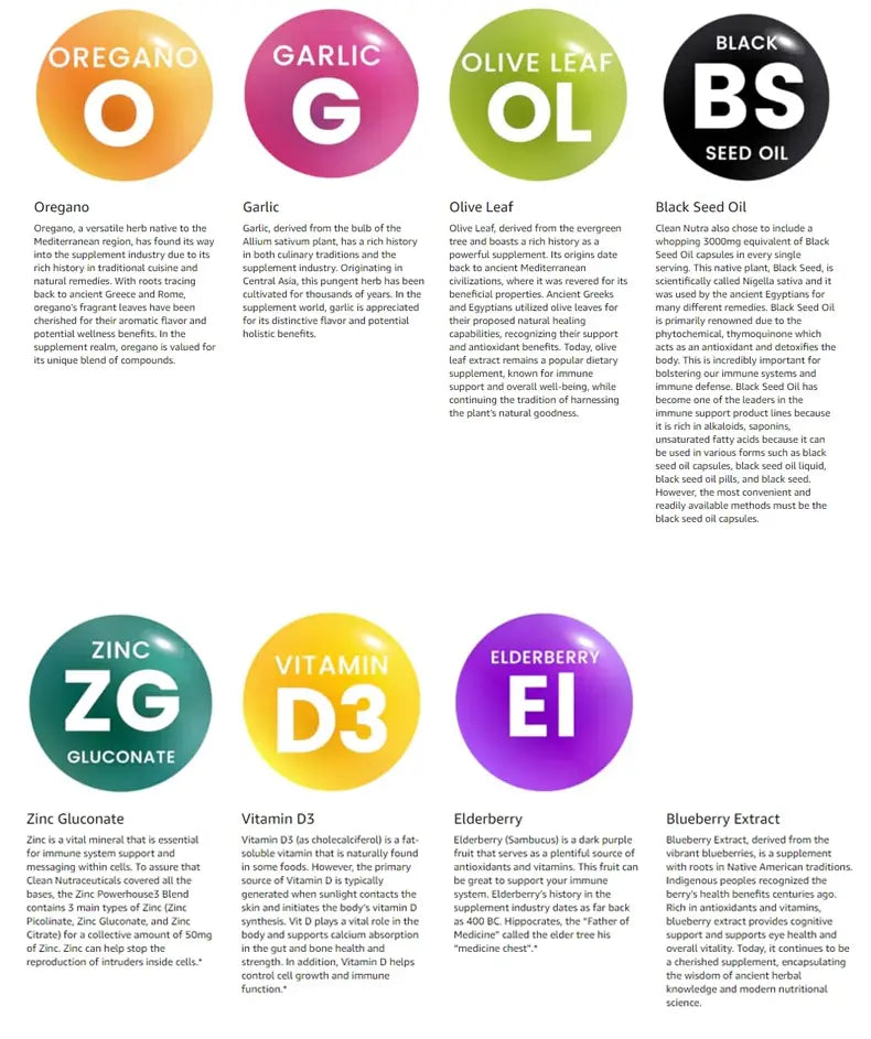 the image displays circular labels in various colors for seaweed capsules featuring sea moss and ashwagandha as key ingredients.