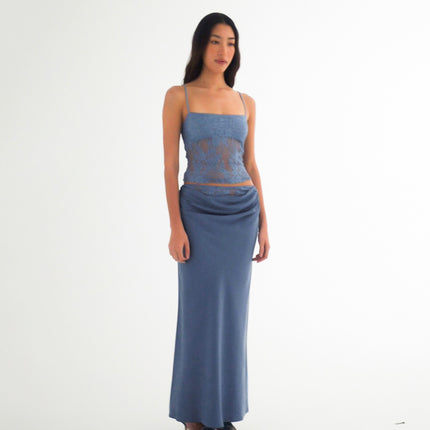 Women's Lace Backless Tube Top Sling Stitching Ruffle Hip Skirt Suit - Royalessencelux