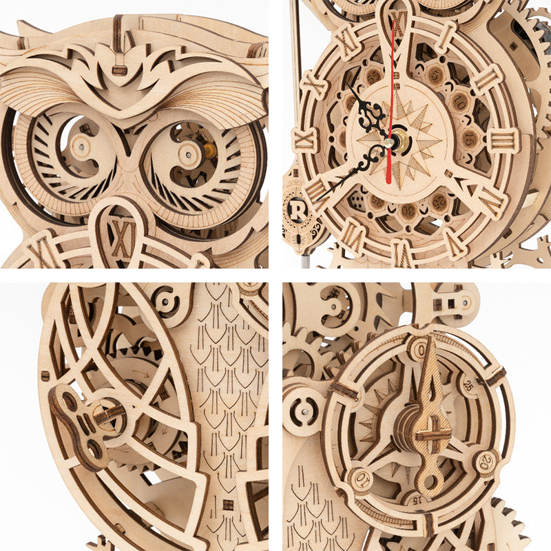 DIY wooden owl clock puzzle kit – view 7