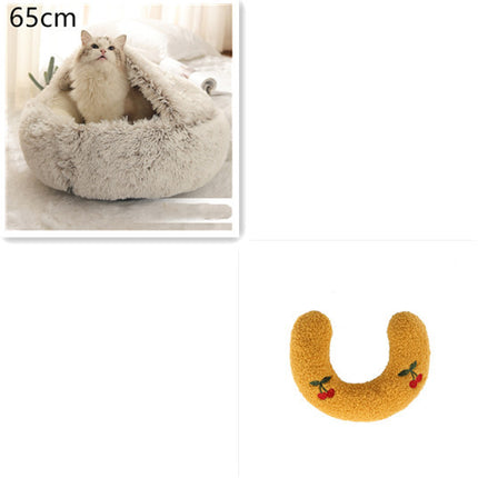 2 In 1 Dog And Cat Bed Pet Winter Bed Round Plush Warm Bed House Soft Long Plush Pets Bed Pet Products - Royalessencelux
