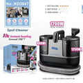 Black and silver 3in1 stain removal cleaner carpet sofa with coiled hose and 900ml 1250ml water tanks control panel