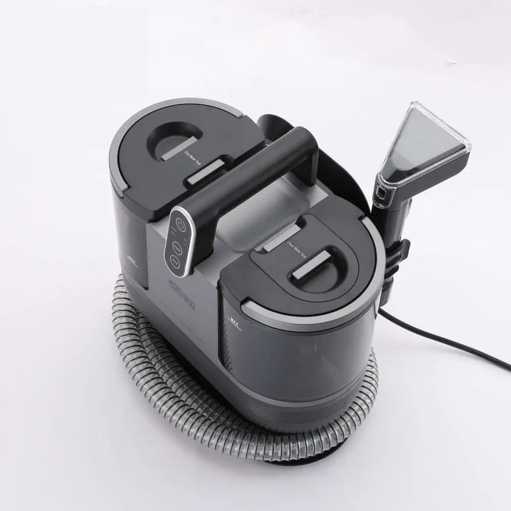 Black and gray 3in1 stain removal cleaner carpet sofa with coiled hose and attachments for versatile cleaning tasks