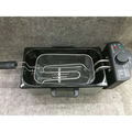 Black 3l electric french fries fryer with silver mesh basket and control panel for making golden french fries