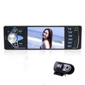 Black car mp5 player with 4.1 inch large screen bluetooth car display and silver control dial with rearview camera