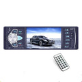 Black 4.1 inch large screen bluetooth car mp5 player with silver control dial and matching remote control