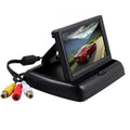 Black plastic 4.3 inch car rearview monitor with adjustable stand and rca connectors showing red sports car for size dresses bikinis