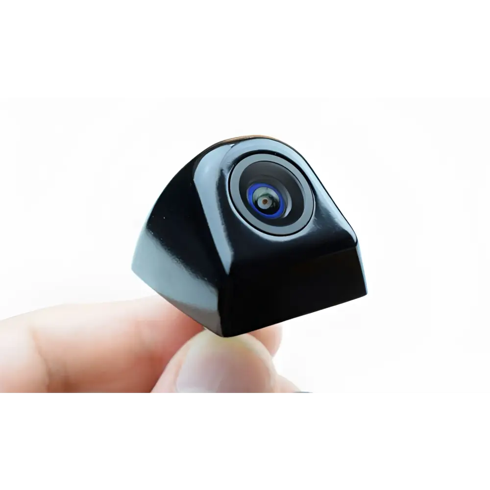 Black glossy plastic reversing camera with blue and silver accents and black lens for 4.3 inch led rear view mirror